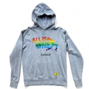 Hard Rock Cafe Chicago Pride Hoodie Size Small Freddy Mercury All is One Rainbow
